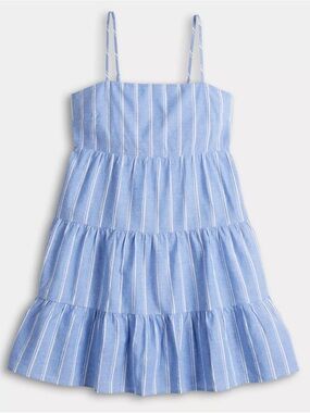 Almost Famous Blue and White Striped Tiered Sundress